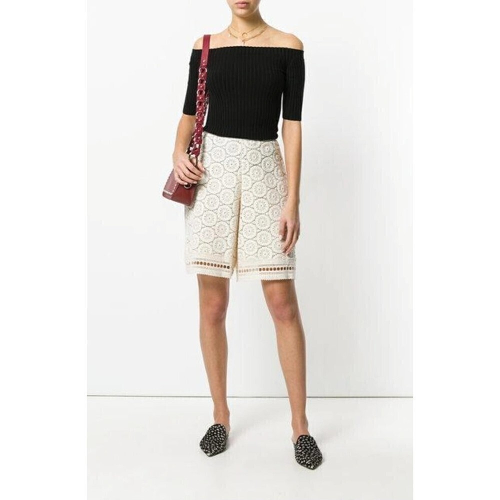 See By Chloe' Ivory Ornamental Crochet Lace Shorts, 38